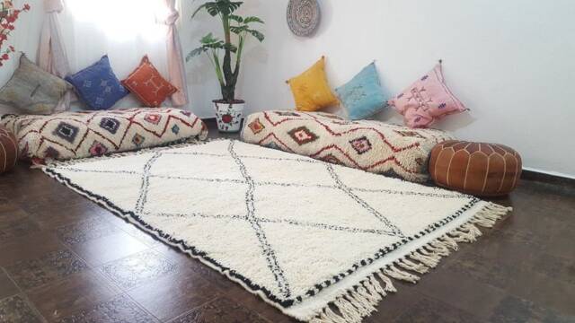 Authentic Moroccan Rug Handwoven 100% Wool Carpet , Azilal Rug Beni Ourain , Carpets Area Rugs Moroccan Berber Floor - image 1
