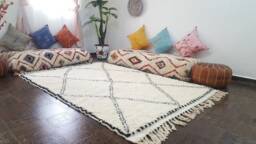 Authentic Moroccan Rug Handwoven 100% Wool Carpet , Azilal Rug Beni Ourain , Carpets Area Rugs Moroccan Berber Floor