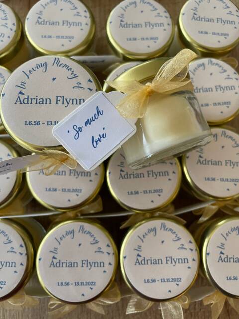 Personalised Memorial Candles Remembrance Funeral Favours - Eco Soy Wax Tribute Candles - Set Of 5 - image 1
