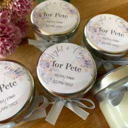 Personalised Memorial Candles Remembrance Funeral Favours - Eco Soy Wax Tribute Candles - Set Of 5 - thumbnail 2
