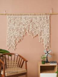 Large Macrame Leaf Window Curtain Wall Hanging, Boho Tapestry, Curtain, New Home Gift, Headboard Decor, First Mothers Day C02