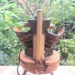 Handmade Coconut Fountain, Mini Tabletop Fountain With Black Stone - thumbnail 4
