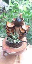 Handmade Coconut Fountain, Mini Tabletop Fountain With Black Stone