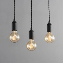 Matte Black Hanging Pendant Ceiling Light - Mid Century Modern Minimalist Exposed Edison Bulb Lighting Hardwire Fixture - Step Up - thumbnail 2