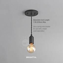 Matte Black Hanging Pendant Ceiling Light - Mid Century Modern Minimalist Exposed Edison Bulb Lighting Hardwire Fixture - Step Up - thumbnail 1