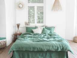 Natural Stonewashed Linen Bedding Set, Duvet Cover, Pillowcases, Flat Sheet