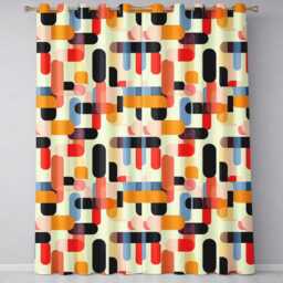 Abstract Mid Century Rounded Geometric Shape Soft Colors Seamless Pattern Readymade Eyelet Ring Top Thermal 100% Blackout Curtains - thumbnail 2