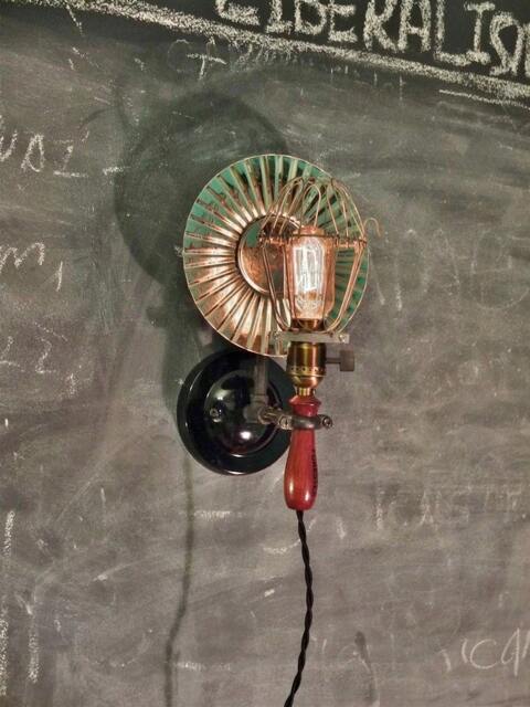 Vintage Industrial Cage Light With Wall Mount & Tin Reflector - Machine Age Pendant Trouble Lamp Sconce - image 1