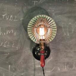 Vintage Industrial Cage Light With Wall Mount & Tin Reflector - Machine Age Pendant Trouble Lamp Sconce - thumbnail 2