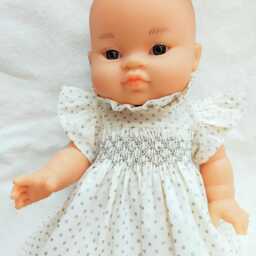 Perfect For Celebrating in Style - Silver Smocking & Sparkling Polka Dots 30 To 34 cm Dolls - thumbnail 2