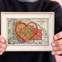 Algonquin Park Heart Map, Framed Wall Art, Personalized Anniversary Gift, Custom Engagement Gift For Her, Valentines Day For Him - thumbnail 2