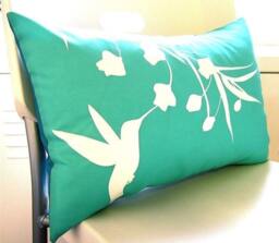 Mint Green Bird Pillows Hummingbird & Blossom Print - Set Of 2 - thumbnail 2