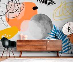 Boho Geometric Wallpaper Orange Blue Abstract Art Wall Mural For Modern Home Decor Large Print Customizable Murals