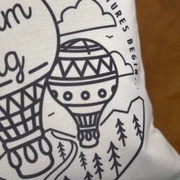 Personalised Hot Air Balloon Mountain Adventure Nursery Cushion - Newborn Birth Details, New Baby, First Birthday, Christening Kids Gift - thumbnail 4