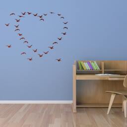 Heart Wall Decal, Birds Decor, Flying Bird Silhouette Sticker, Romantic Nature Art, Boho Design - thumbnail 2