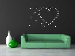 Heart Wall Decal, Birds Decor, Flying Bird Silhouette Sticker, Romantic Nature Art, Boho Design - thumbnail 1