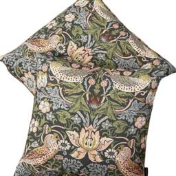 William Morris Cushion Cover Blue Grey Strawberry Thief Birds Flowers Printed 16-22 In - thumbnail 2