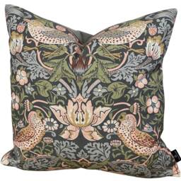 William Morris Cushion Cover Blue Grey Strawberry Thief Birds Flowers Printed 16-22 In - thumbnail 3