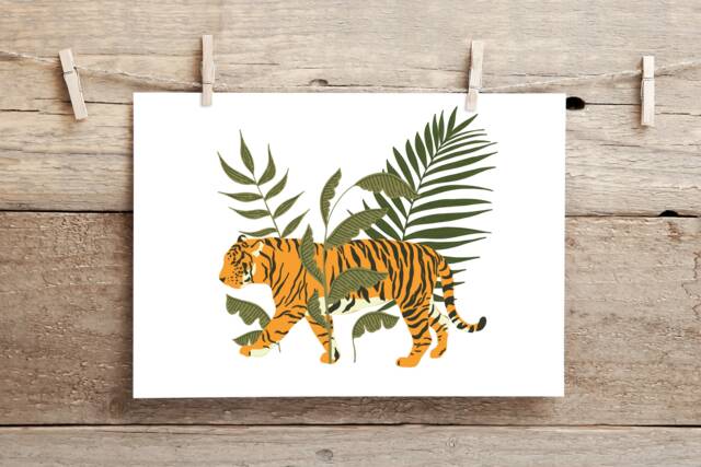 Tiger Print- Leopard - Jungle Animals Safari Magic Kingdom Lion Zebra Tiger Giraffe Wall Art Nursery Kids Bedroom