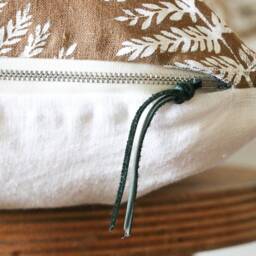 Botanical Fern Linen Pillow Cover - Hand Block Printed Boho Chic Home Decor - thumbnail 4