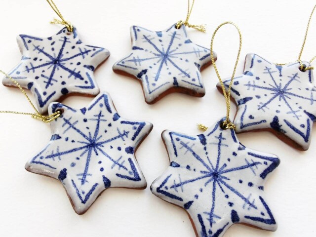 Blue & White Christmas Decoration Star Tree Ornament Nordic Style Rustic Scandinavian Hygge - image 1