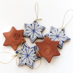 Blue & White Christmas Decoration Star Tree Ornament Nordic Style Rustic Scandinavian Hygge - thumbnail 2