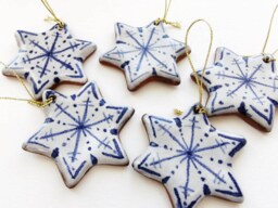 Blue & White Christmas Decoration Star Tree Ornament Nordic Style Rustic Scandinavian Hygge - thumbnail 1