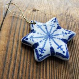 Blue & White Christmas Decoration Star Tree Ornament Nordic Style Rustic Scandinavian Hygge - thumbnail 3