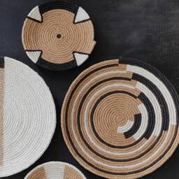 Hand Painted African Wall Basket Set, Plate , Basket, Boho Home Decor - thumbnail 3