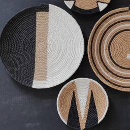 Hand Painted African Wall Basket Set, Plate , Basket, Boho Home Decor - thumbnail 2