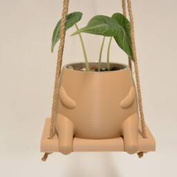 Cute Planter Hanging Pot Chubby Body 3D Printed Funny Gift For Plant Lover Her & Him Clear Succulent Cactus Holder - thumbnail 2