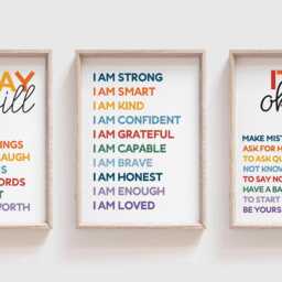 Set Of 3 Playroom Prints, Affirmation Rainbow Wall Art, Classroom Colourful, Siblings Motivational - thumbnail 2