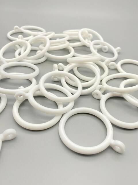 White Plastic Curtain Rings To Fit Up 30mm Diameter Poles