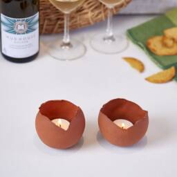 Terracotta Brown Ceramic Votive Candle Holder, Eclectic Bedside Decor, Gift For Valentines Day - thumbnail 2