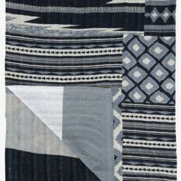 Mosaic Fray Handmade Vintage Kantha Throw - Monotone Black - thumbnail 3