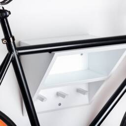 Wall Mounted Bike Rack/ Wooden Bicycle Shelf/White Hanger - thumbnail 2