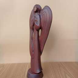 Wood Sculpture Guardian Angel Hand Carved Statue Valentine's Gift Boho Home Decor - thumbnail 4