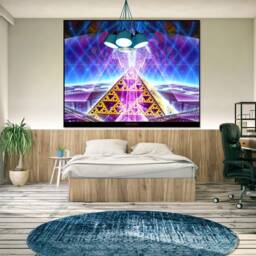 Grid Activation Cosmic Tapestry - Wall Hanging Earth Sacred Geometry- Spiritual Gaia Visionary Psy Art - thumbnail 3