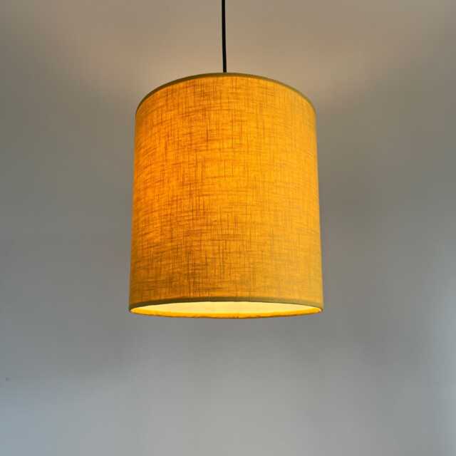 Mustard Linen Drum Lampshade Textured Linen With A White Lining - image 1