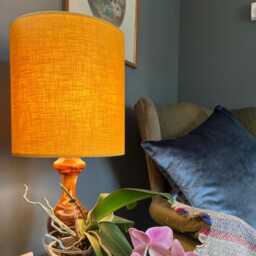 Mustard Linen Drum Lampshade Textured Linen With A White Lining - thumbnail 2