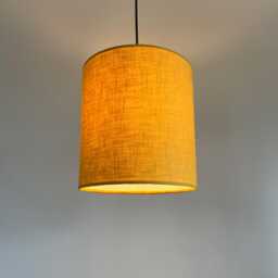 Mustard Linen Drum Lampshade Textured Linen With A White Lining - thumbnail 1