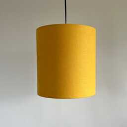 Mustard Linen Drum Lampshade Textured Linen With A White Lining - thumbnail 3