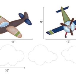 Fabric Wall Decal, Watercolor Airplane Nursery, Toddler Watercolour Room Decor, Stickers - thumbnail 2