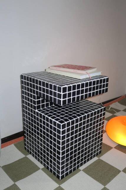 Tile Side Table. Coffee Table For Books. Home Decor. Black Bedside - image 1