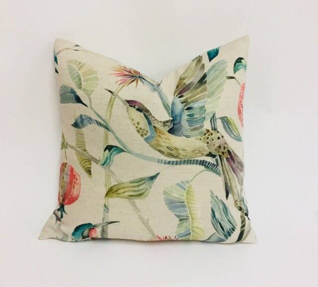 Voyage - Colyford Pomegranate Lively Stained Glass Watercolour Bird Cushion Cover Handmade Throw Pillow Designer Home Decor - image 1