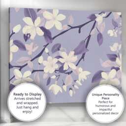 Soft Lavender Magnolia Blossom Branch Botanical Artwork Canvas Wall Art Print Decor Picture Ready To Hang - thumbnail 3