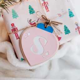 Initial Christmas Bauble Gift Ornament Acrylic & Wooden - thumbnail 1