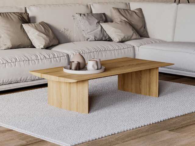 Coffee Table - Solid Wood Coffee Table Unique Oak Modern Living Room - image 1