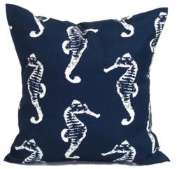 Blue Nautical Outdoor Pillow Cover Coastal Decor, All Sizes - thumbnail 1
