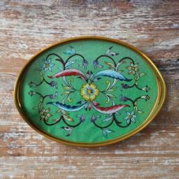 Azafate Floreada Verde - Home Decoration- Fountain Tray Peruvian Crafts - thumbnail 4